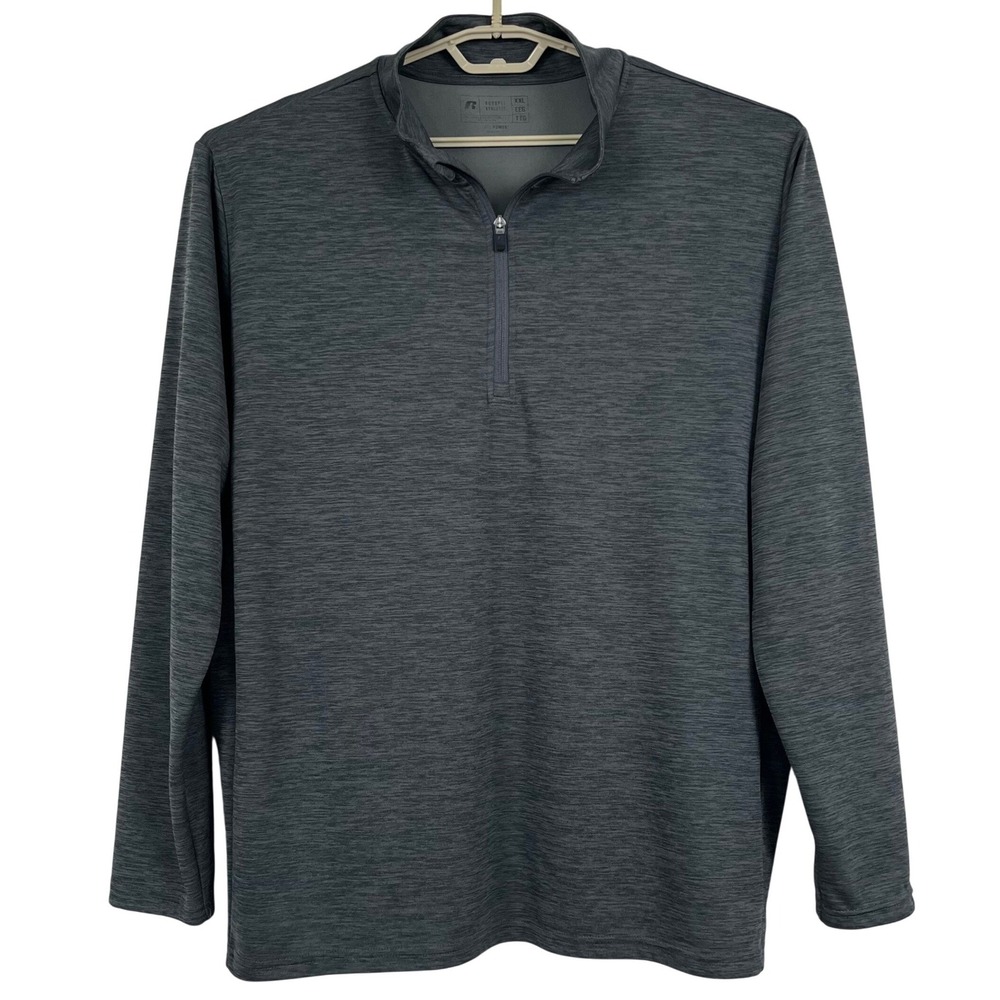 Russell Athletic Mens Dri-Power Pullover XXL Gray Quarter Zip Active Gym Shirt